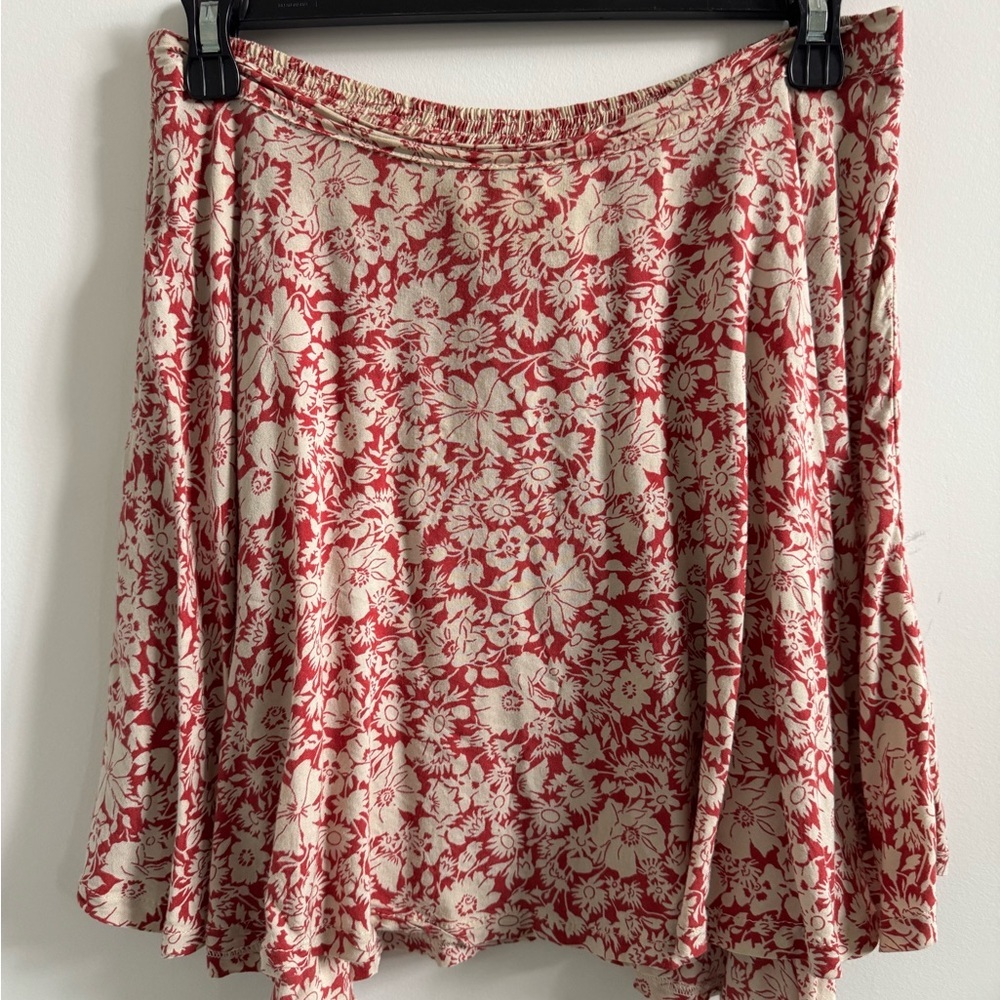Ralph Lauren Red and Cream Floral Skater Skirt